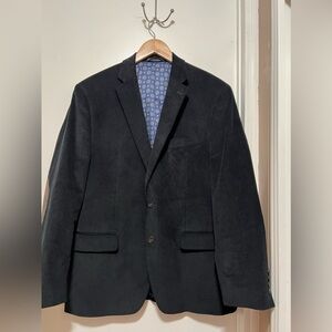 Ralph Lauren Black Label Suede Elbow Patch Black Corduroy Blazer Jacket 42R